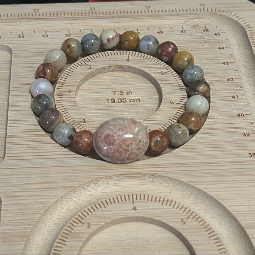 Elegant Coral Jade Stone Bracelet
